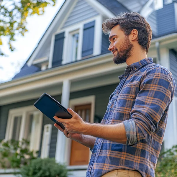 Homeowner receiving remote updates on their Cape Cod property painting project