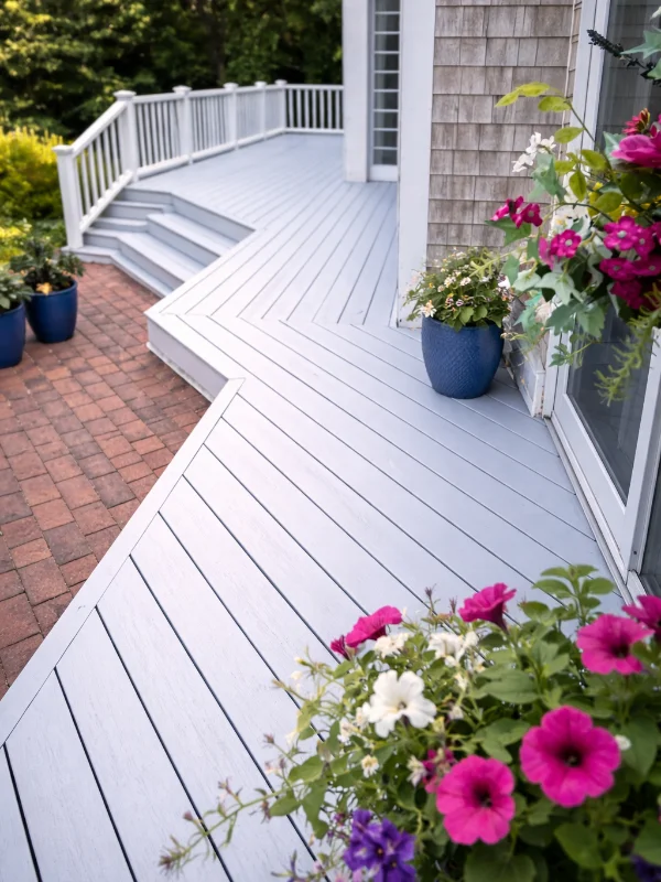Protective clear plastic sheet covering a wooden staircase structure during restoration